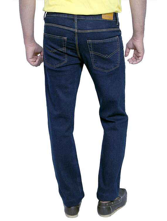 solid navy blue cotton plain jeans - 11764098 - Standard Image - 2