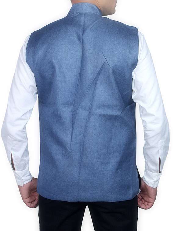 beige cotton nehru jacket - 11764181 - Standard Image - 2