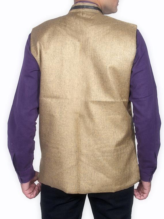 beige linen nehru jacket - 11764182 - Standard Image - 2