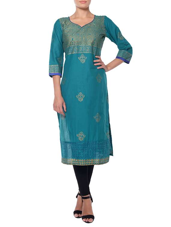 green cotton aline kurta
