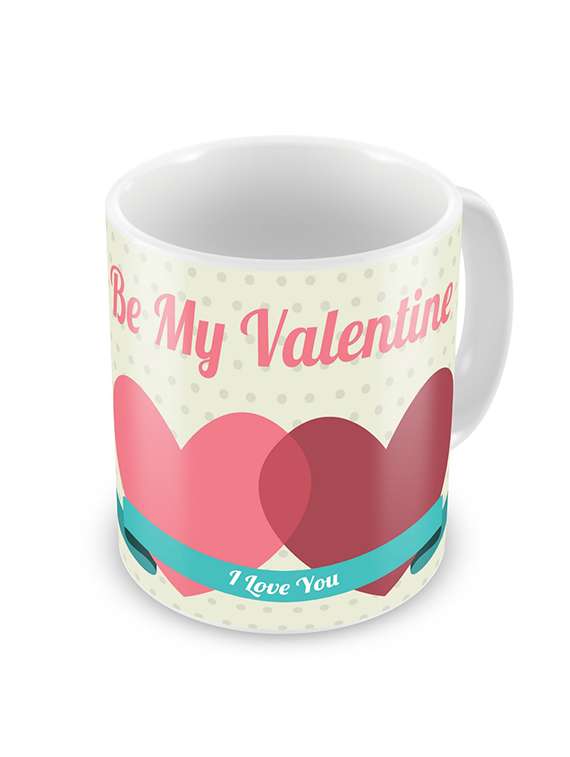 white printed clay mug