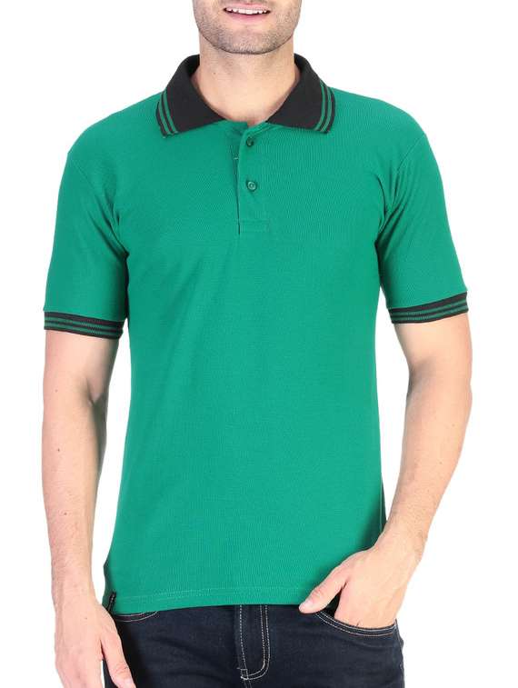 green solid cotton t-shirt