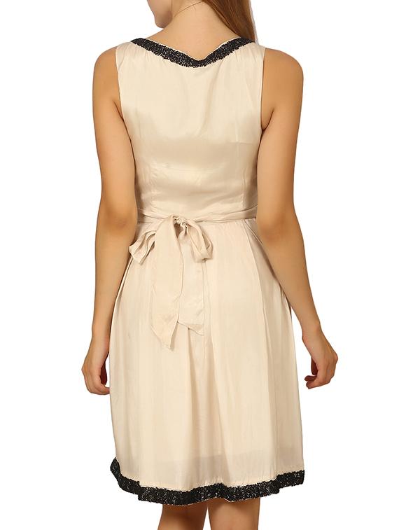 white silk blend fit & flare dress - 11788429 - Standard Image - 2