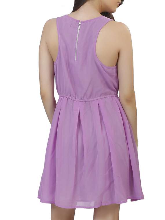 purple fit & flare dress - 11788444 - Standard Image - 2