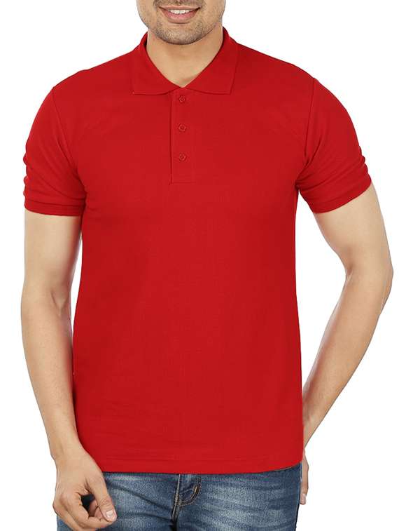men solid polo neck  short sleeves t-shirt
