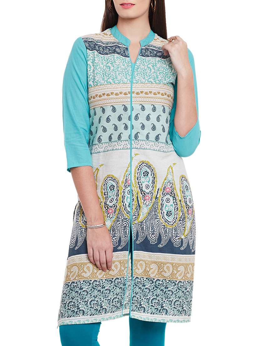 aqua blue printed kurta
