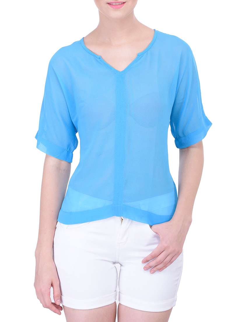 light blue georgette top