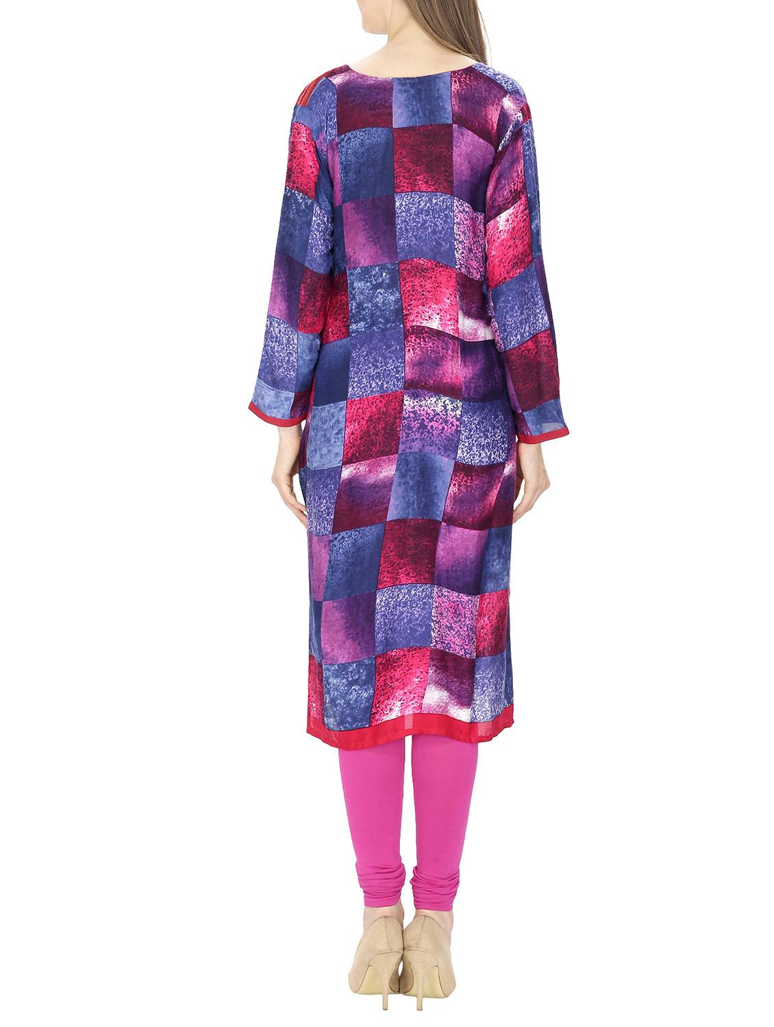 blue colored rayon straight kurta - 11807626 - Standard Image - 2