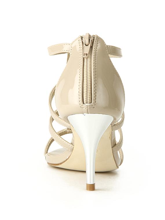 nude leatherette heel sandal - 11823486 - Standard Image - 2