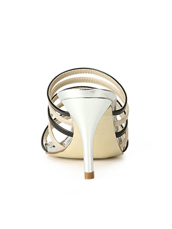 beige leatherette heel sandal - 11823488 - Standard Image - 2