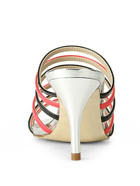 pink leatherette heel sandal - 11823489 - Standard Image - 2