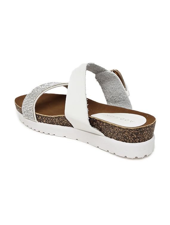 white embellished leatherette sandal - 11823524 - Standard Image - 2