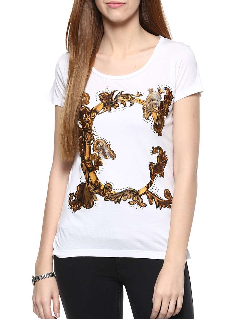 white viscose printed tee