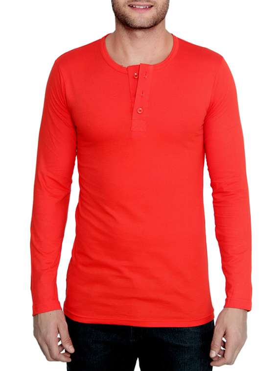 red viscose henley t-shirt