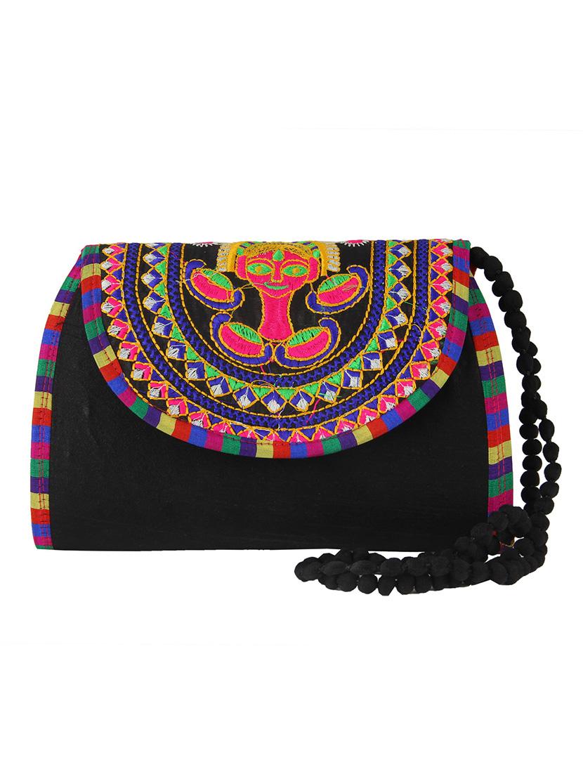 black cotton blend purse