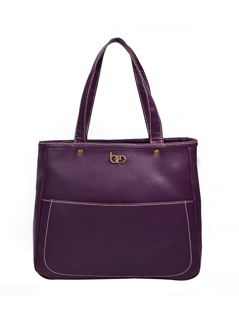 purple leatherette handbag