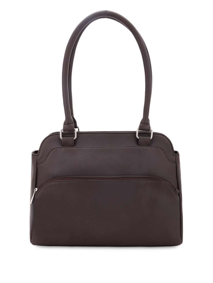 dark brown leatherette handbag