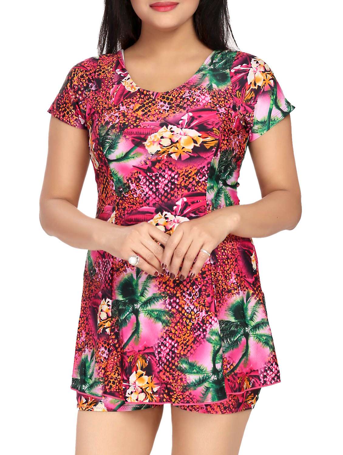 multi colored nylon printed  swimsuit