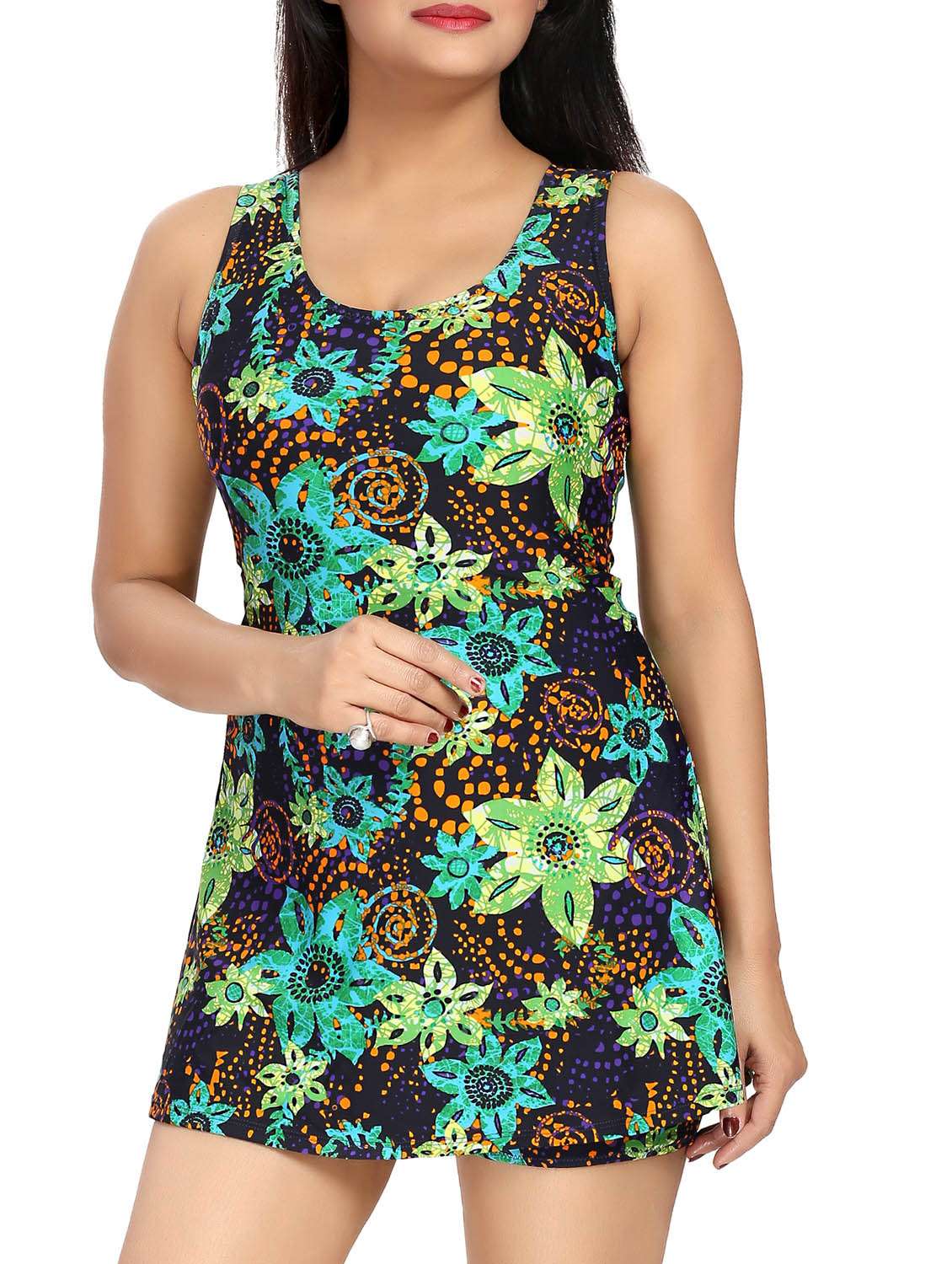 multi colored  nylon printed  swimsuit