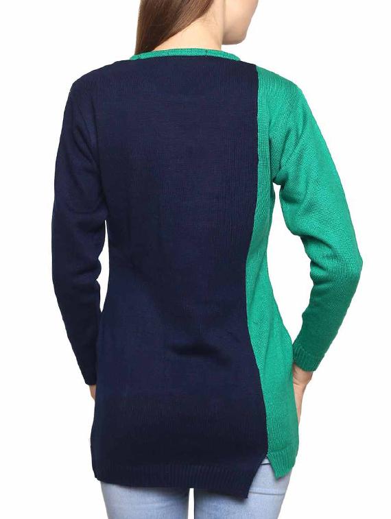 green and navy blue color block acrylic pullover - 11855123 - Standard Image - 2