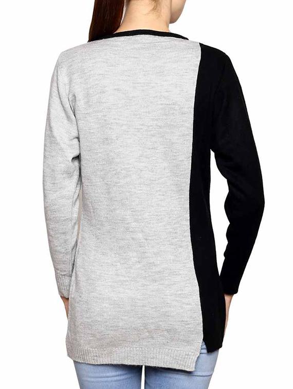 black and grey color block acrylic pullover - 11855124 - Standard Image - 2
