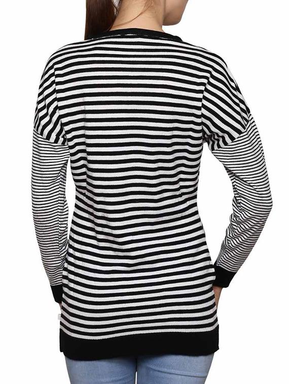 black and white striped acrylic pullover - 11855127 - Standard Image - 2