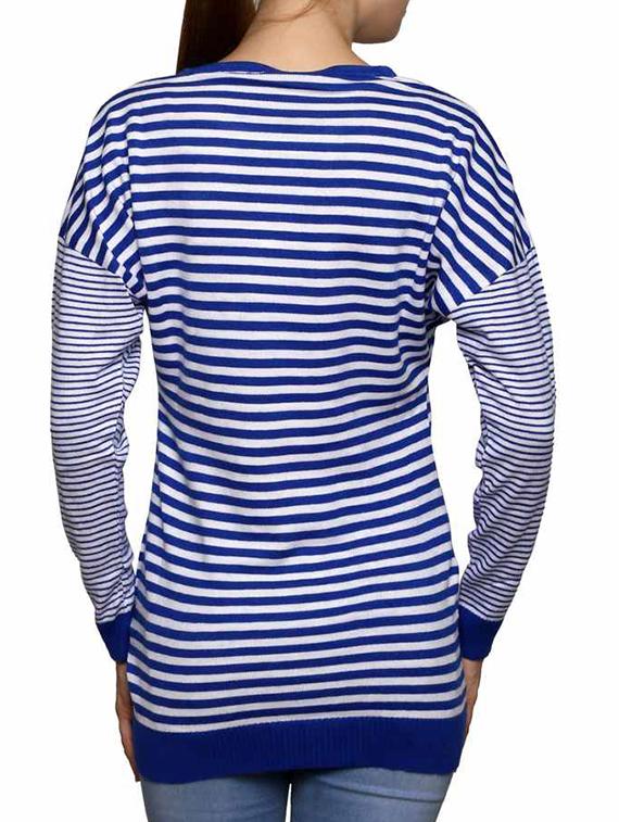 blue and white striped acrylic pullover - 11855128 - Standard Image - 2
