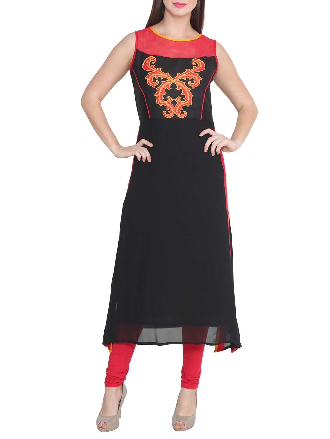 black georgette long kurta