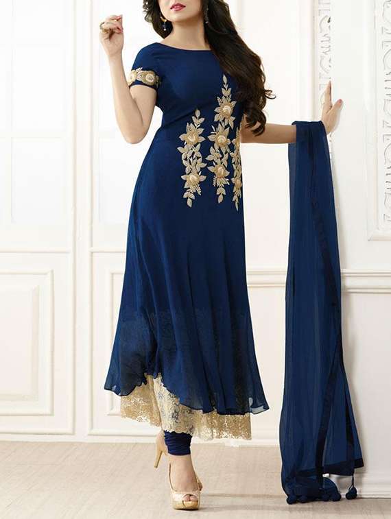 blue georgette dress material