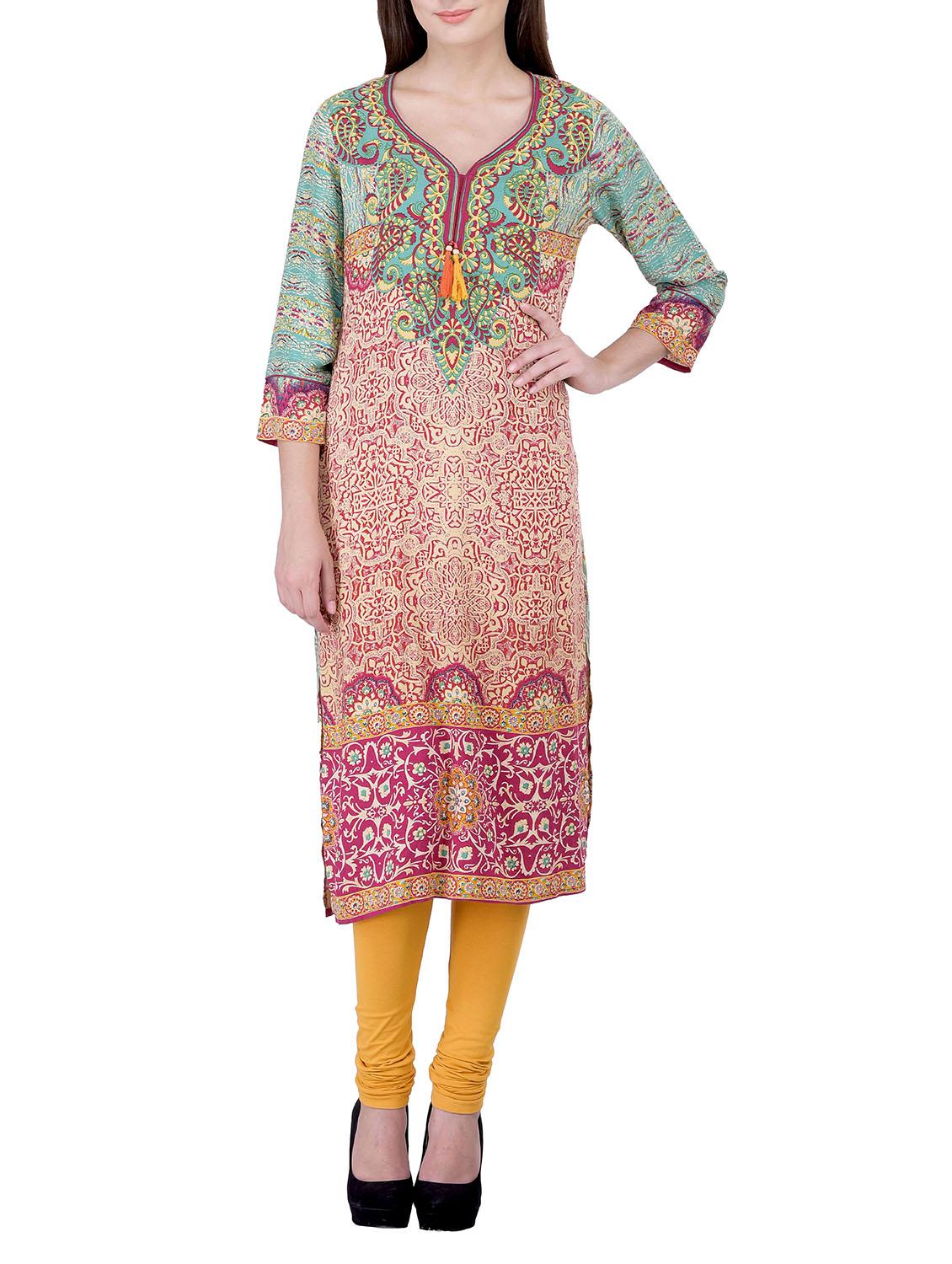 pink rayon straight kurta