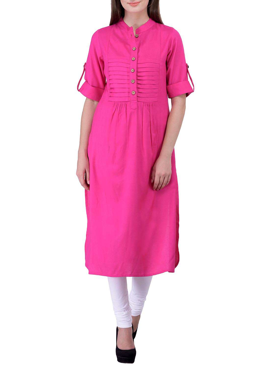 pink rayon straight kurta
