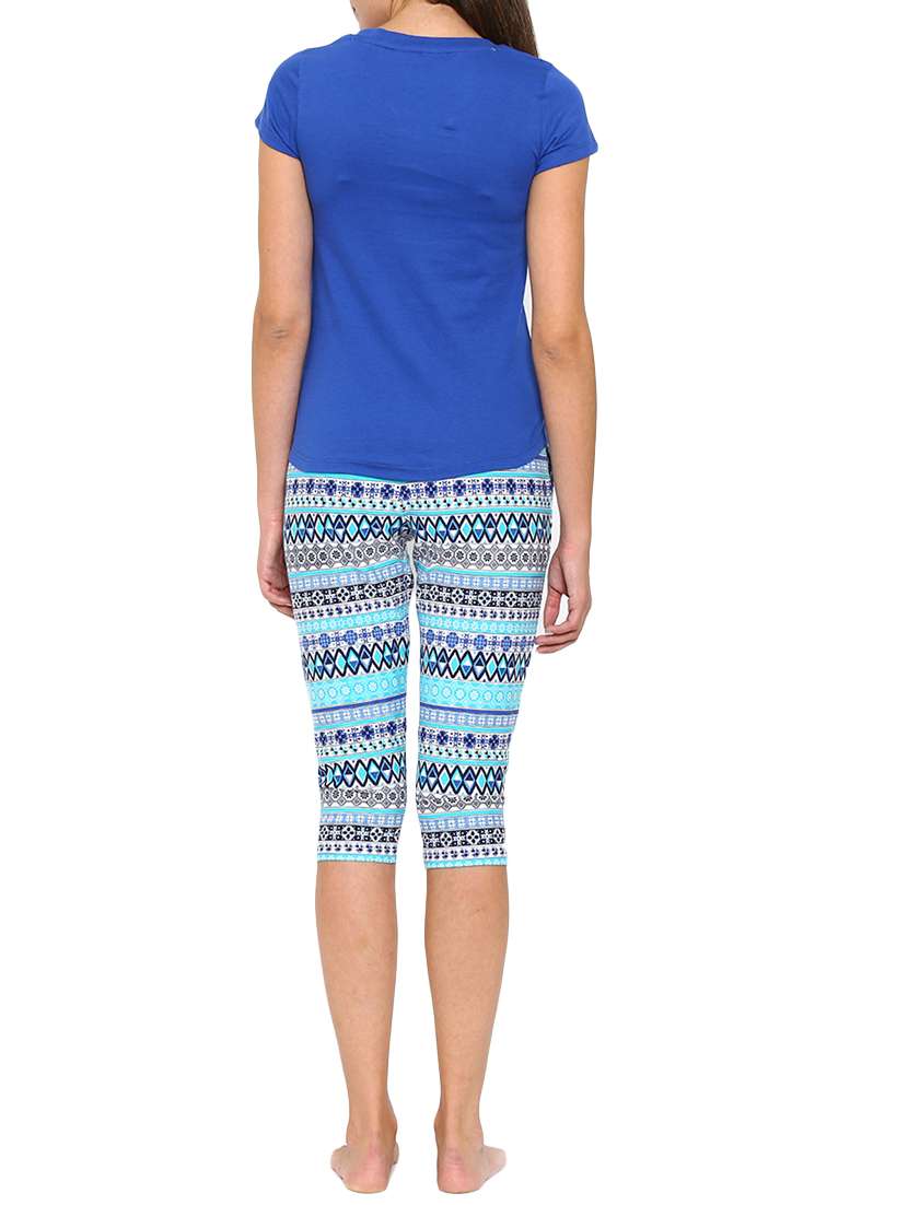 blue cotton capri set nightwear - 11875047 - Standard Image - 2