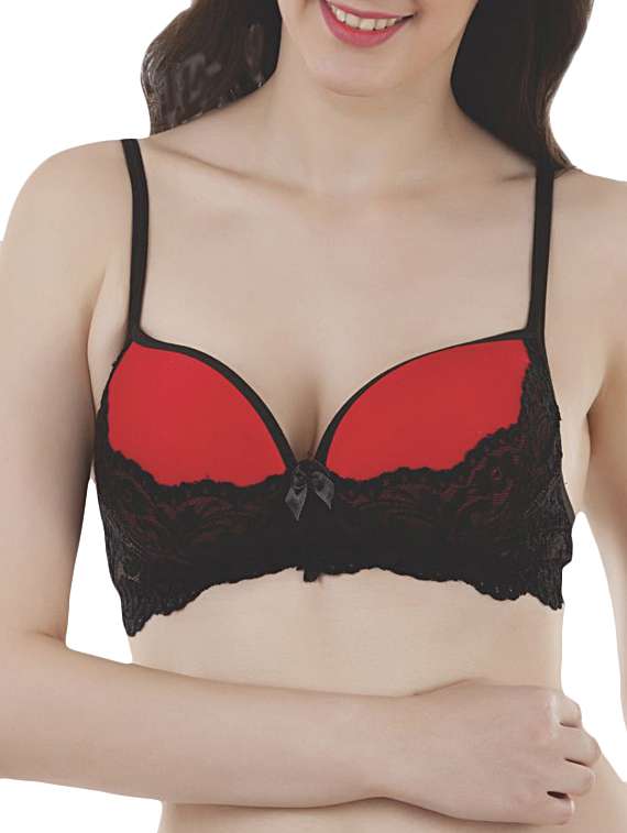 red and black seamless padded bra
