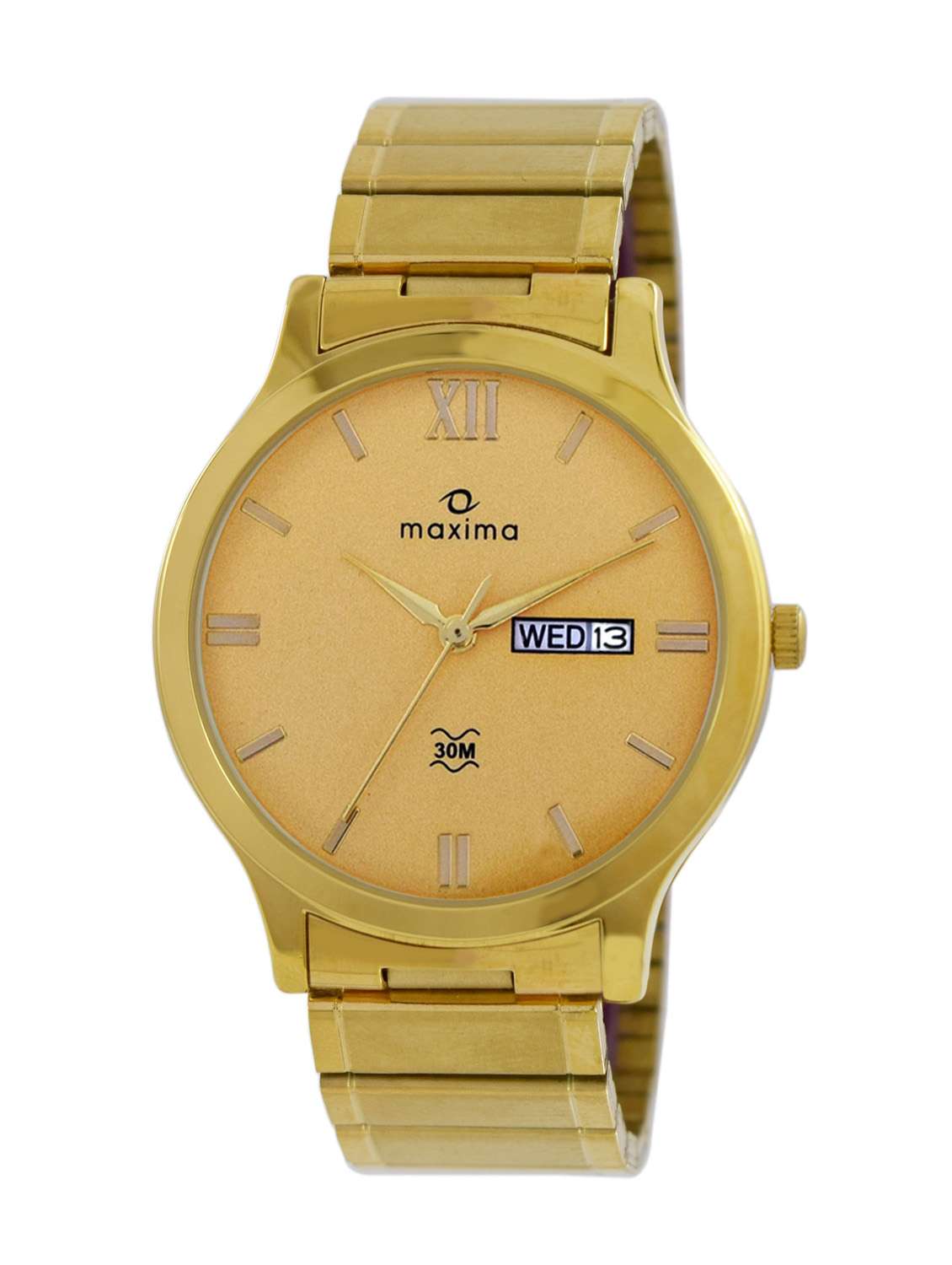 gold stainless steel wrist watch