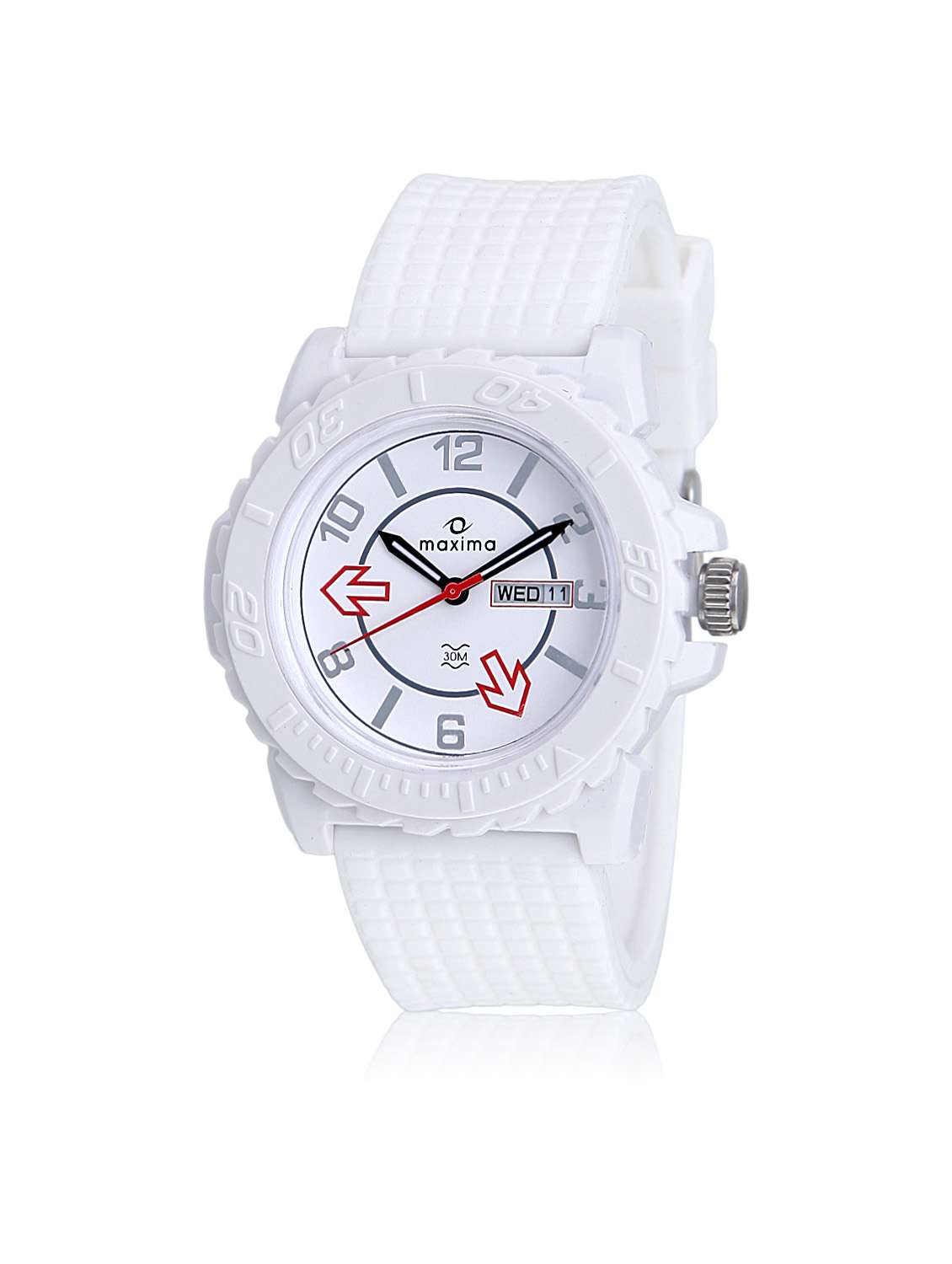 maxima white analog watch for men