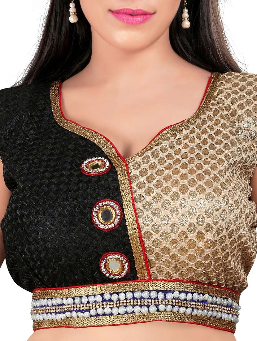 black silk brocade blouse