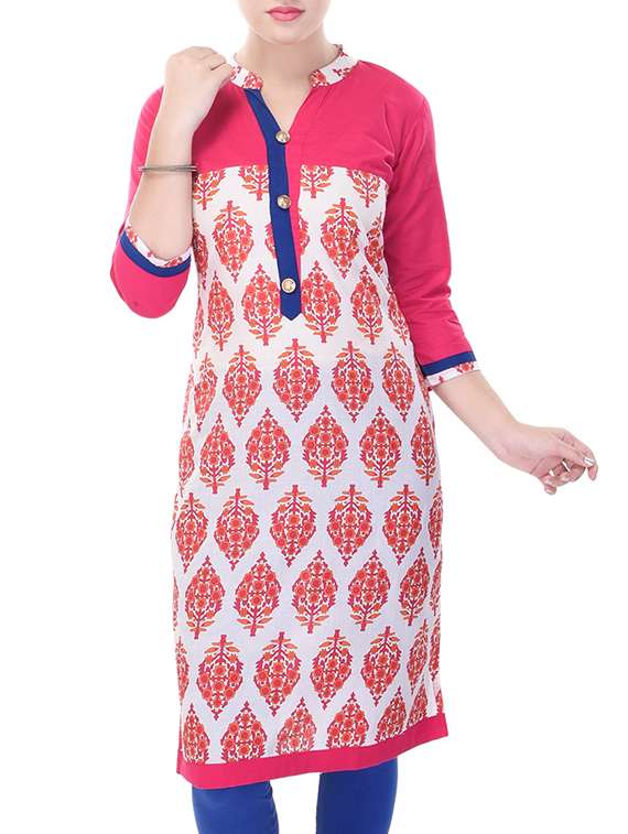 pink cotton straight kurta