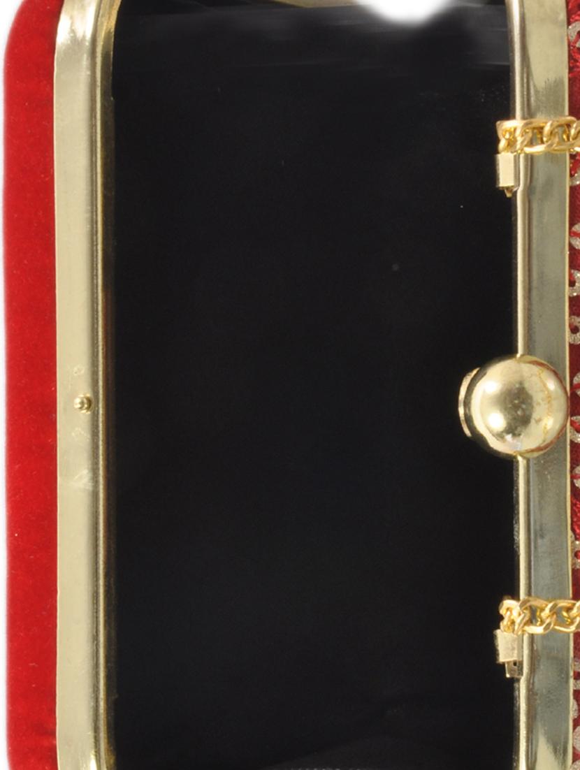 red cotton embroidered box clutch - 11912495 - Standard Image - 2