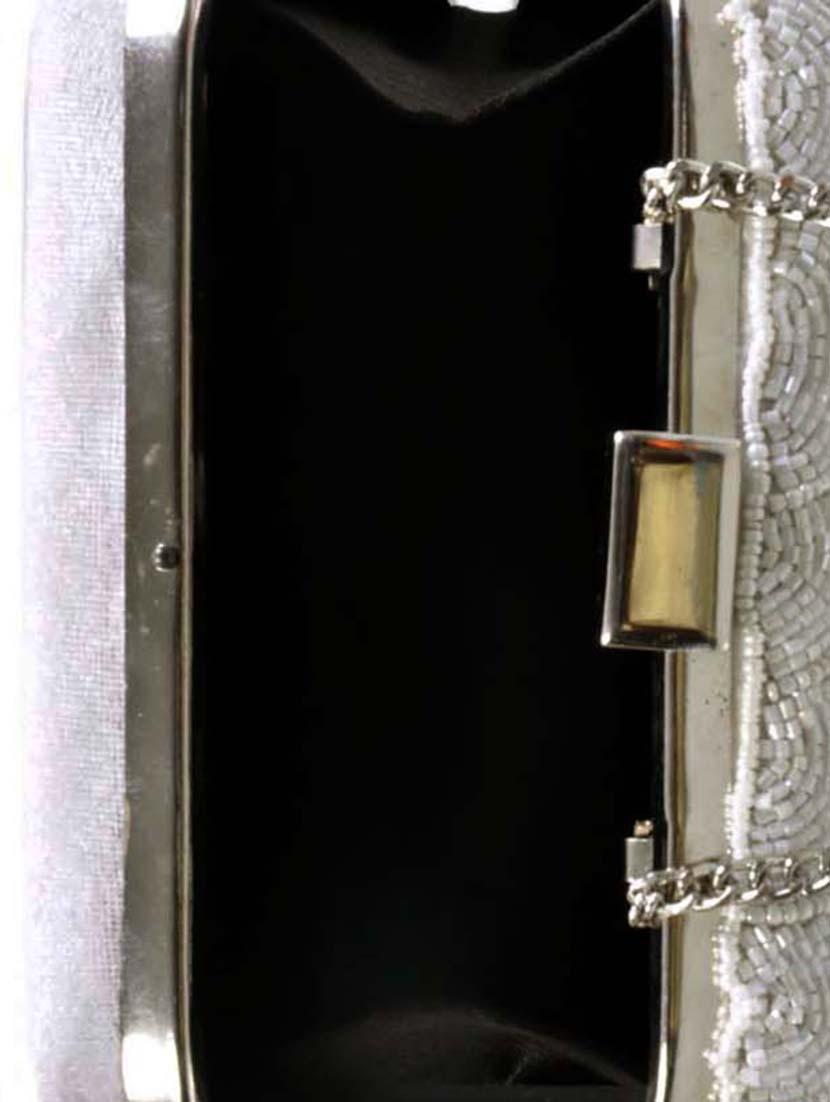 white cotton embellished box clutch - 11912508 - Standard Image - 2