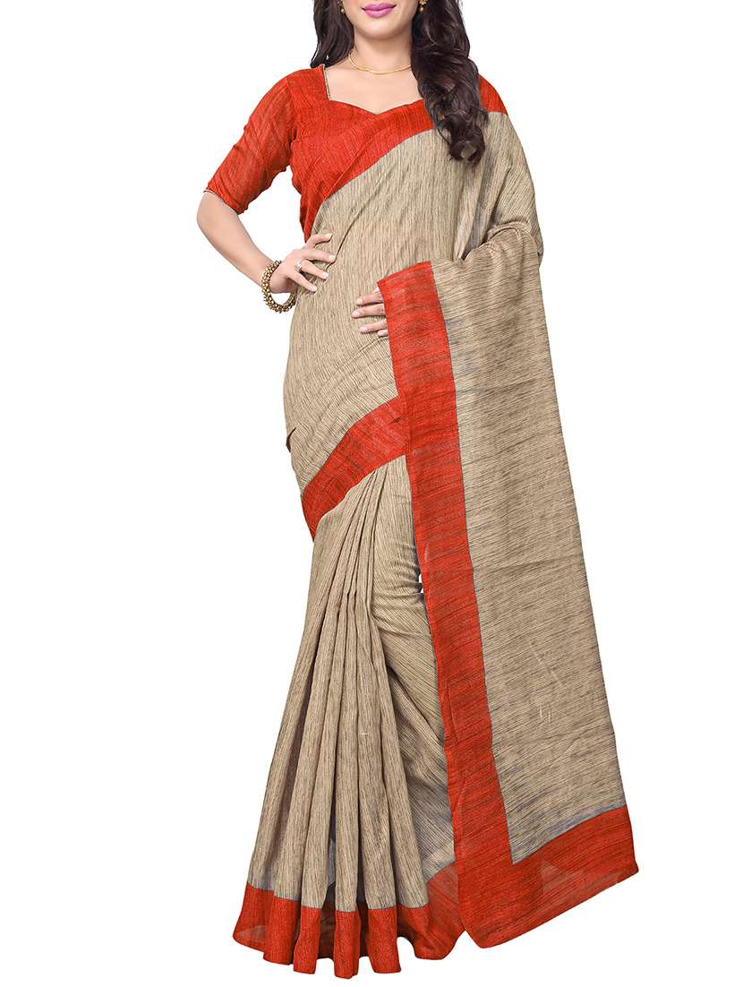 Beige Bhagalpuri Art Silk Bordered Saree with blouse