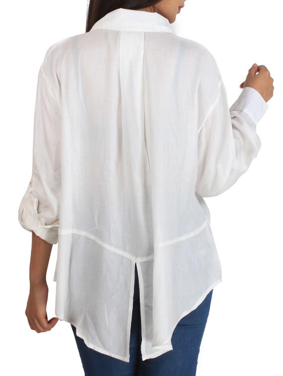 white viscose assymmetric shirt - 11914005 - Standard Image - 2