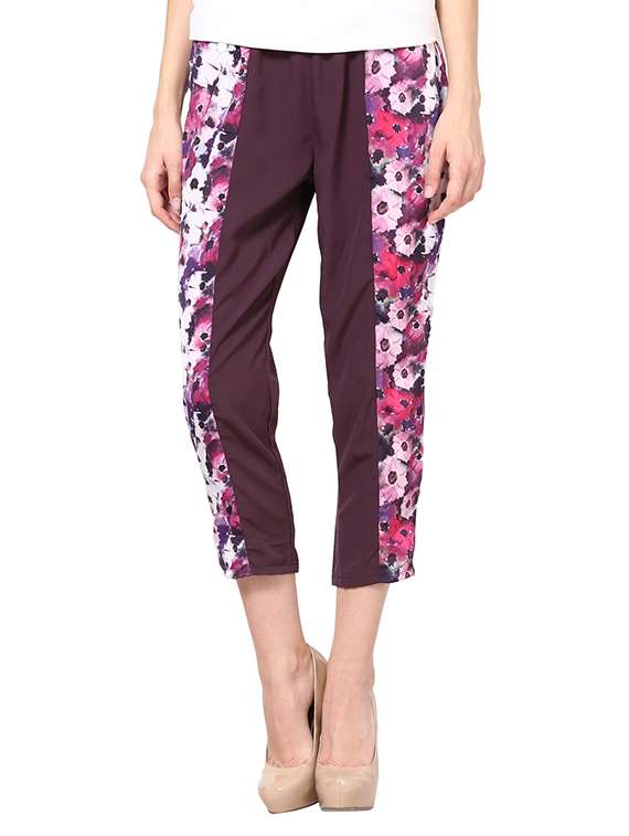 printed purple crepe capri