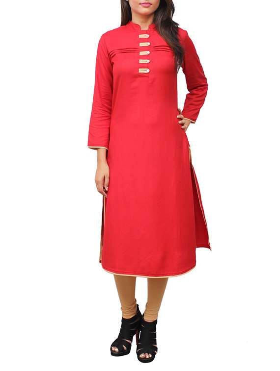 red viscose straight kurta