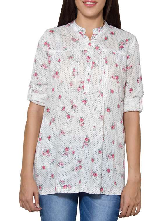 white cotton blend straight kurti