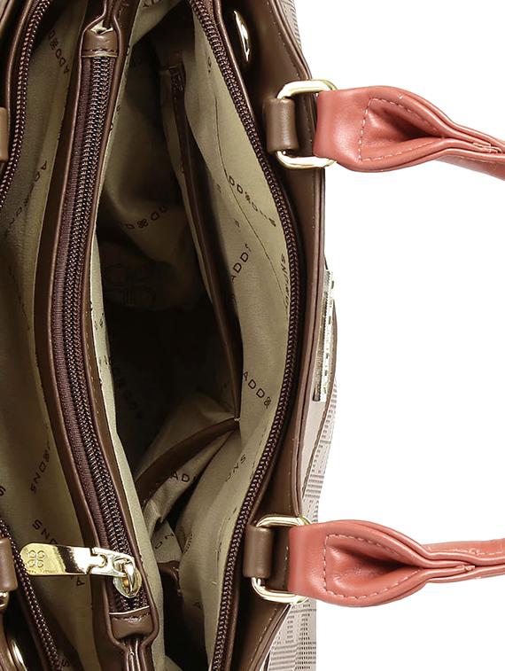 brown leatherette cutwork handbag with sling - 11921148 - Standard Image - 2