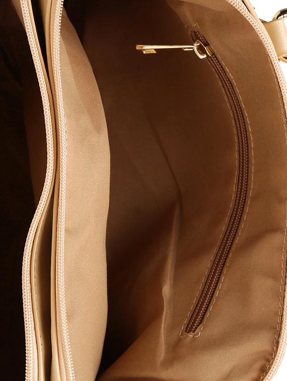 beige leatherette textured handbag - 11921153 - Standard Image - 2
