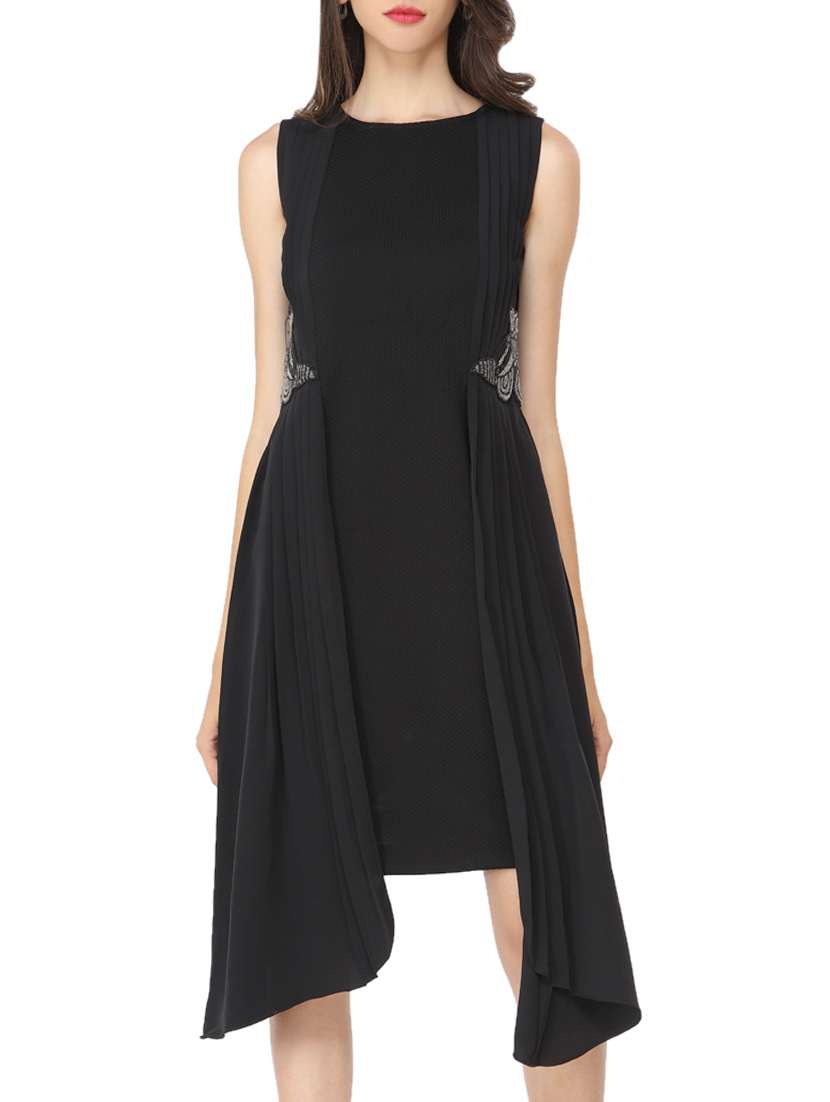 black georgette assymetric dress