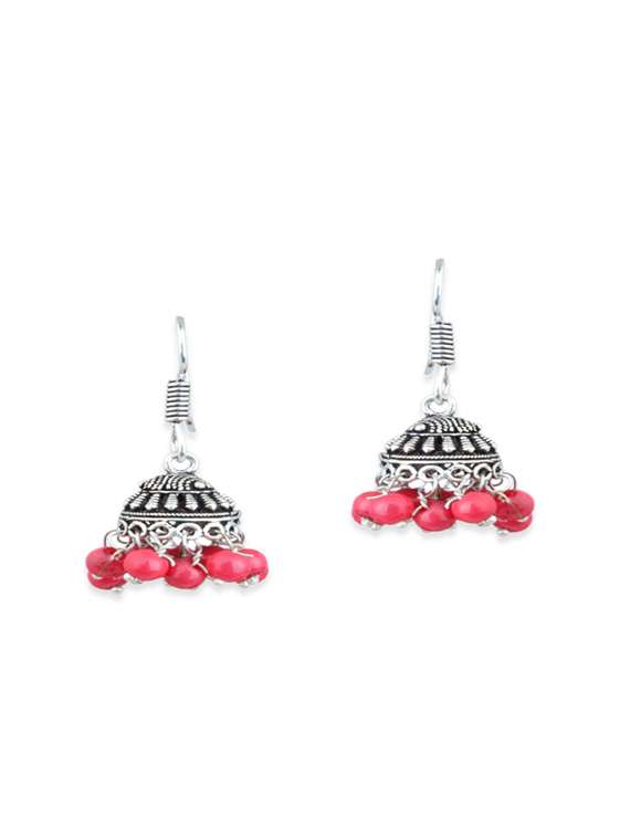 red brass jhumka earrings