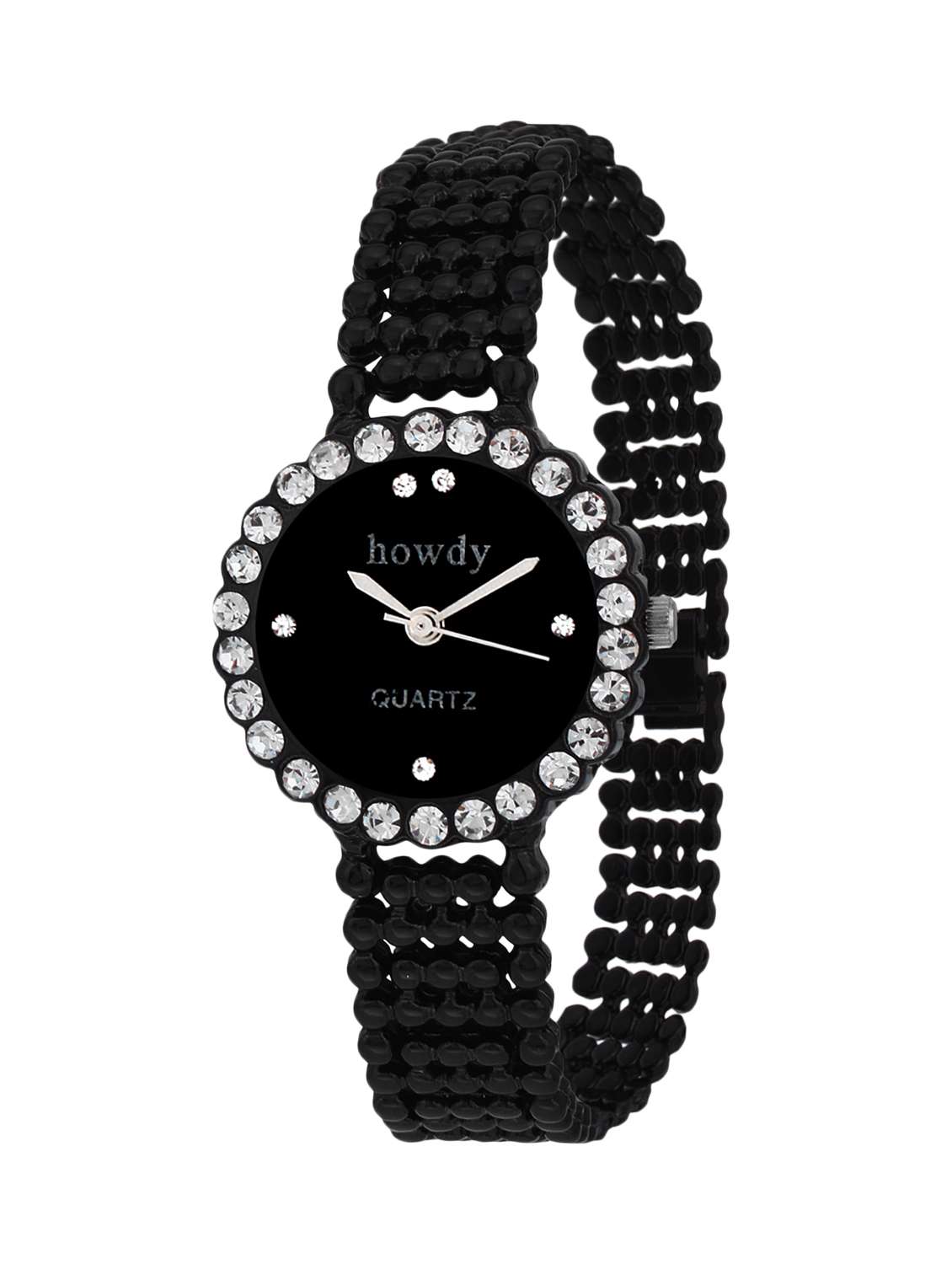 black steel strap wrist watch