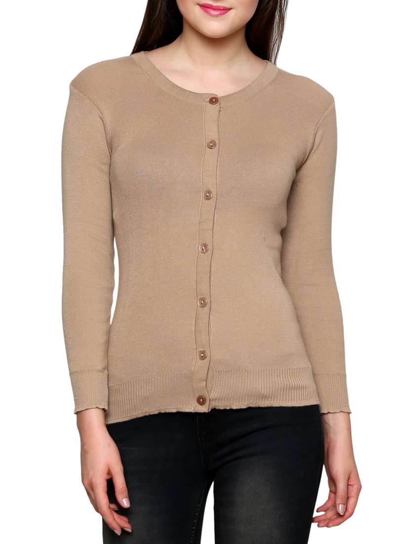 beige cotton regular cardigan